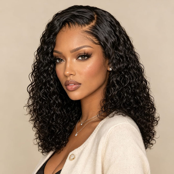 ailuxyhair-fr AILUXY Perruque Sans Colle 4x4 Lace Closure Perruque BOB Curly 200% densité 100% Cheveux humains