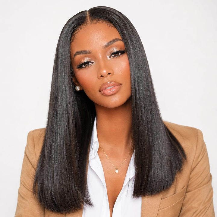 ailuxyhair-fr AILUXY Perruque Sans Colle 4x4 Lace Closure Perruque BOB Perruque Lisse 200% densité 100% Cheveux humains  comme sur la vidéo 2 - 3 jours reçus+Un beau cadeau