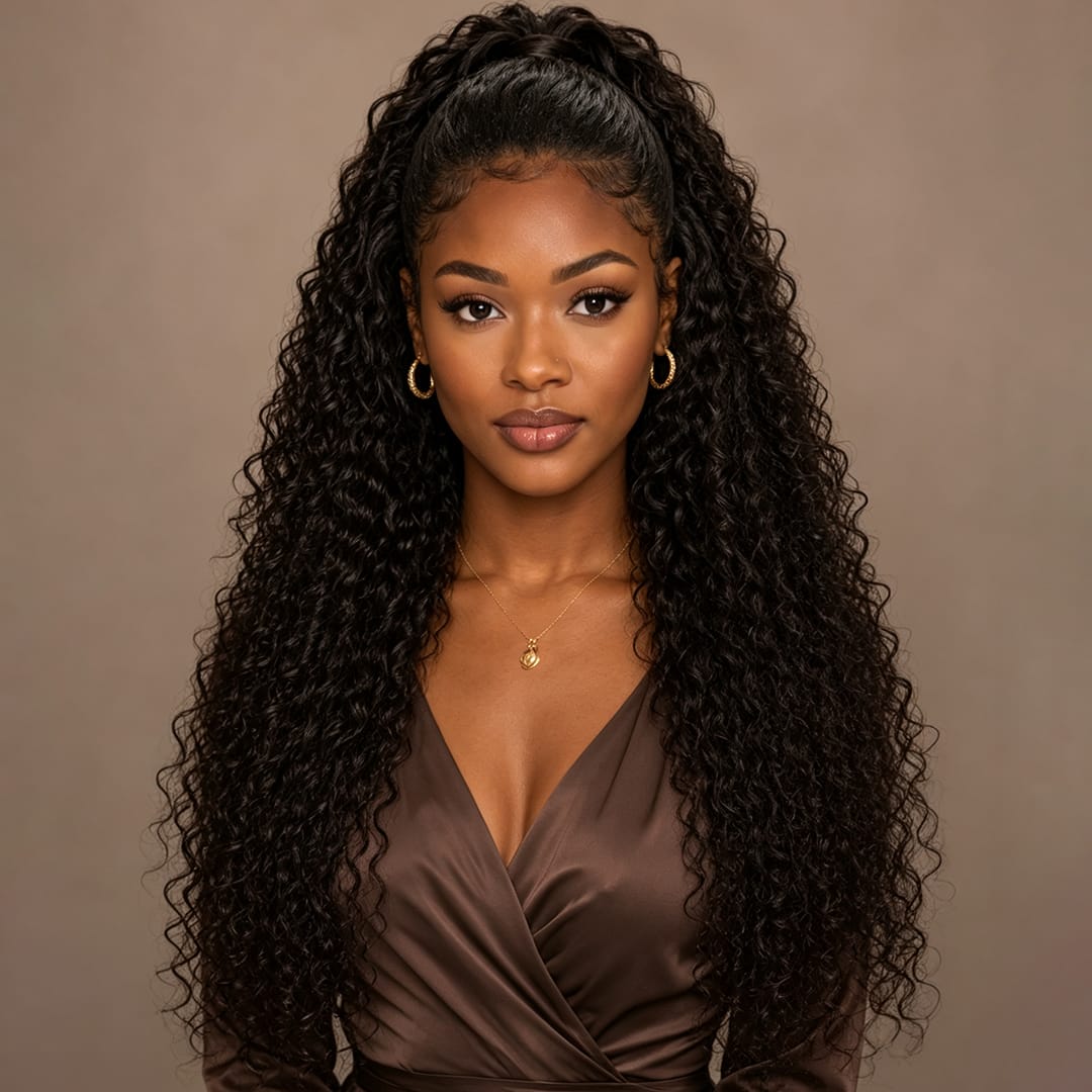 ailuxyhair-fr AILUXY Perruque Sans Colle 4x4 Lace Frontal Perruque Curly Vrais Cheveux Humains