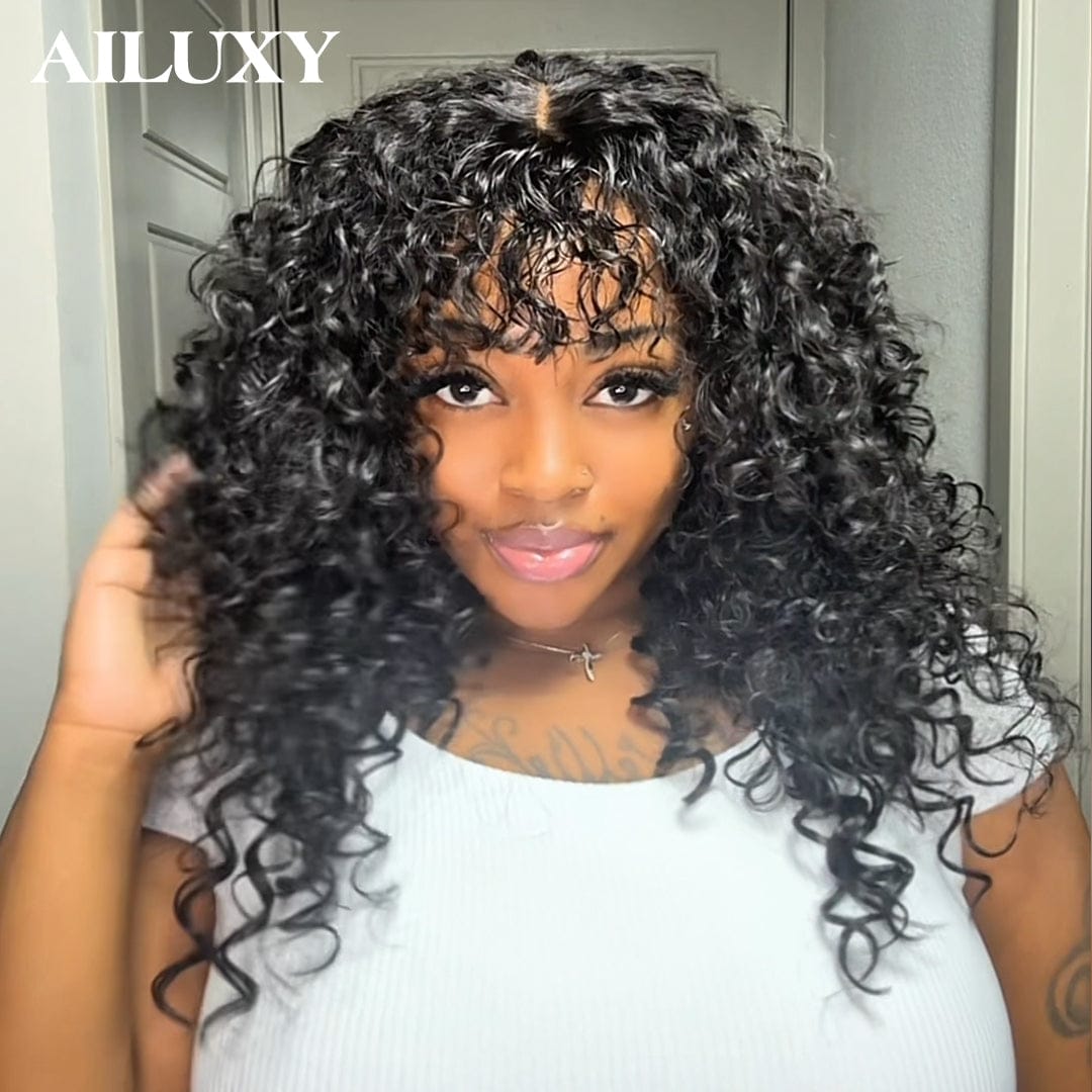 ailuxyhair-fr AILUXY Perruque Tressée Curly 4x4 Lace Frontal - 100% Cheveux Humains