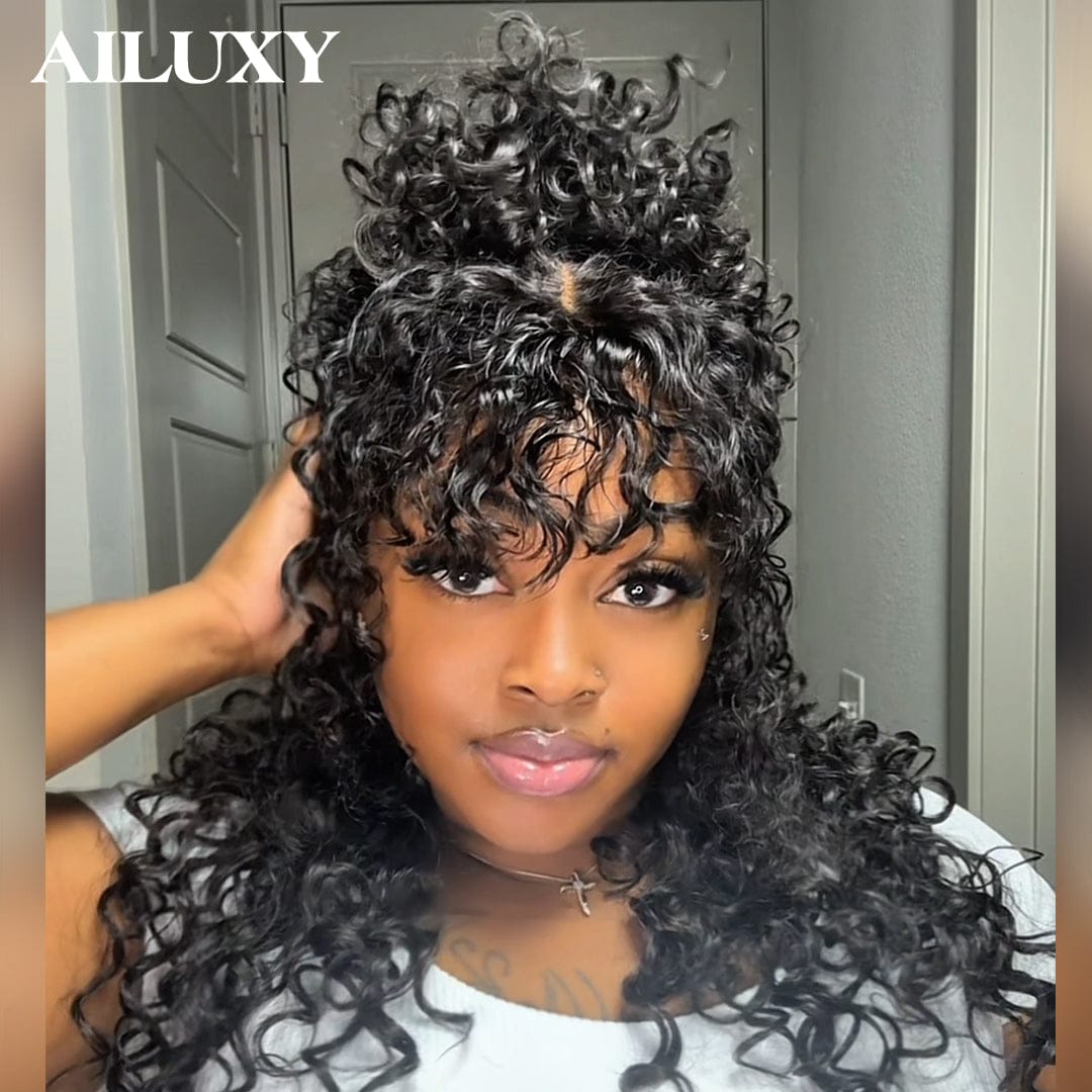ailuxyhair-fr AILUXY Perruque Tressée Curly 4x4 Lace Frontal - 100% Cheveux Humains