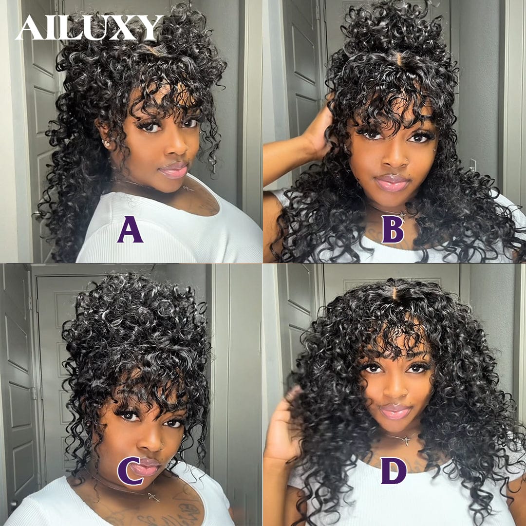ailuxyhair-fr AILUXY Perruque Tressée Curly 4x4 Lace Frontal - 100% Cheveux Humains