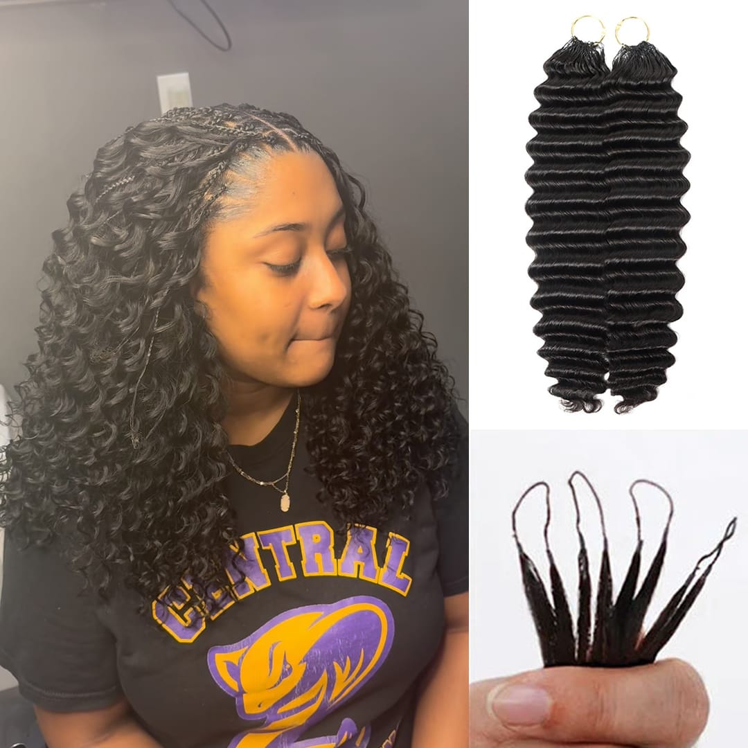 ailuxyhair-fr AILUXY Tissage à Nœuds Plumes Texture Deep Wave, Ondulations Profondes et Rebondissantes, Installation Sans Outils, Aspect Authentique pour Braids