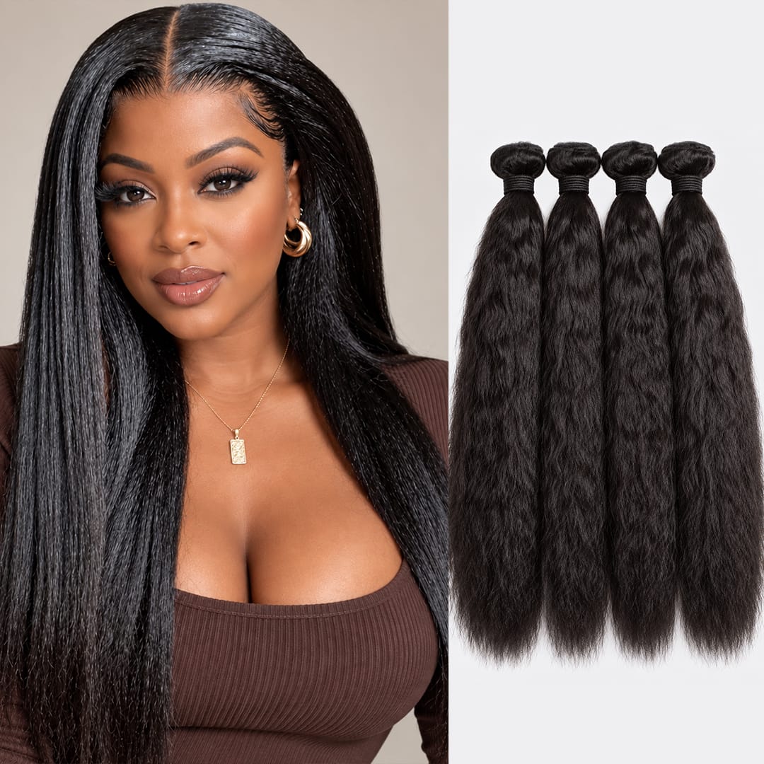 ailuxyhair-fr AILUXY Tissage Kinky lisse Noir 3 Paquets 100% Cheveux Humains