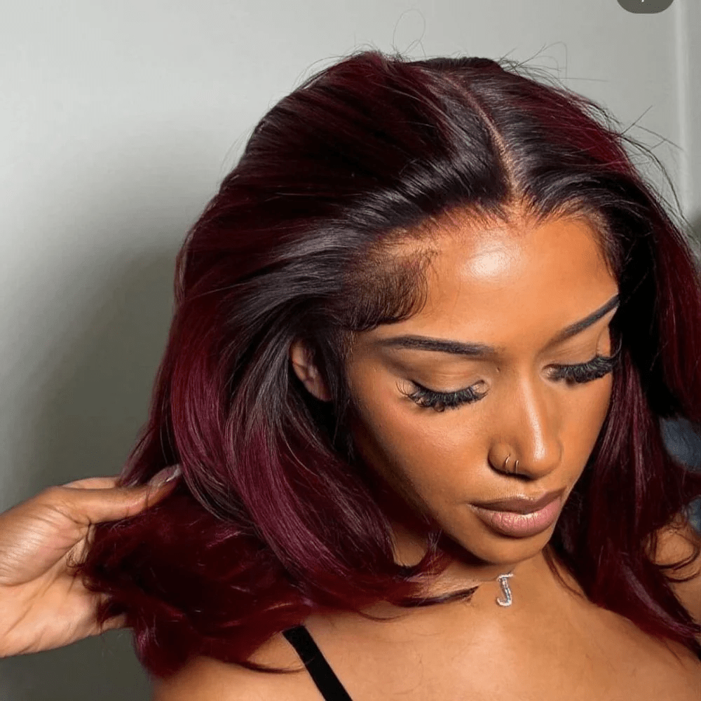 ailuxyhair-fr AILUXY Vagues Wavy 4x4 Lace Perruque Courte Couleur Naturelle 100% Cheveux Humains Perruque 1B/99J