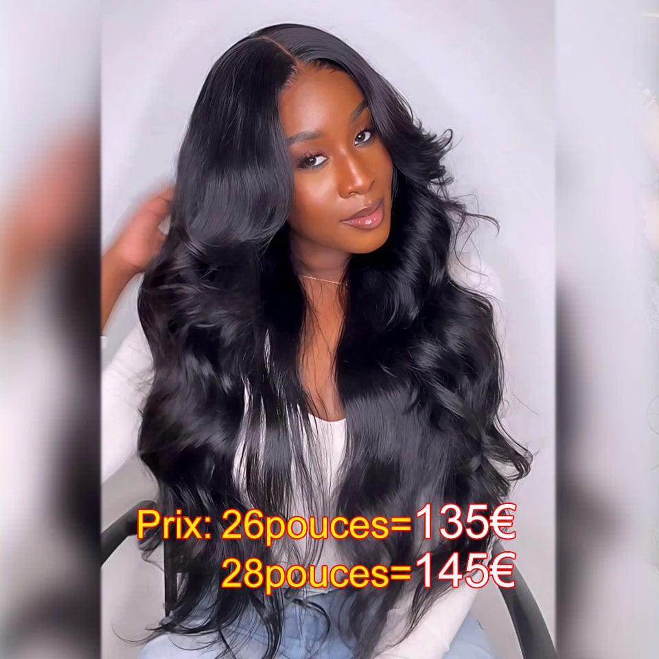 ailuxyhair-fr AILUXYhair 13x4 Lace Frontal Perruque body Wave Noir Perruque 200% densité 100% cheveux humains comme sur la vidéo Vente flash