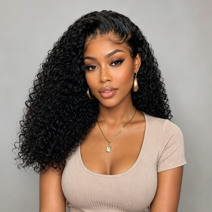 ailuxyhair-fr AILUXYhair 13x4 Lace Frontal Perruque Bouclée Bob Noir Perruque 200% densité 100% cheveux humains comme sur la vidéo 2 - 3 jours reçus+Un beau cadeau