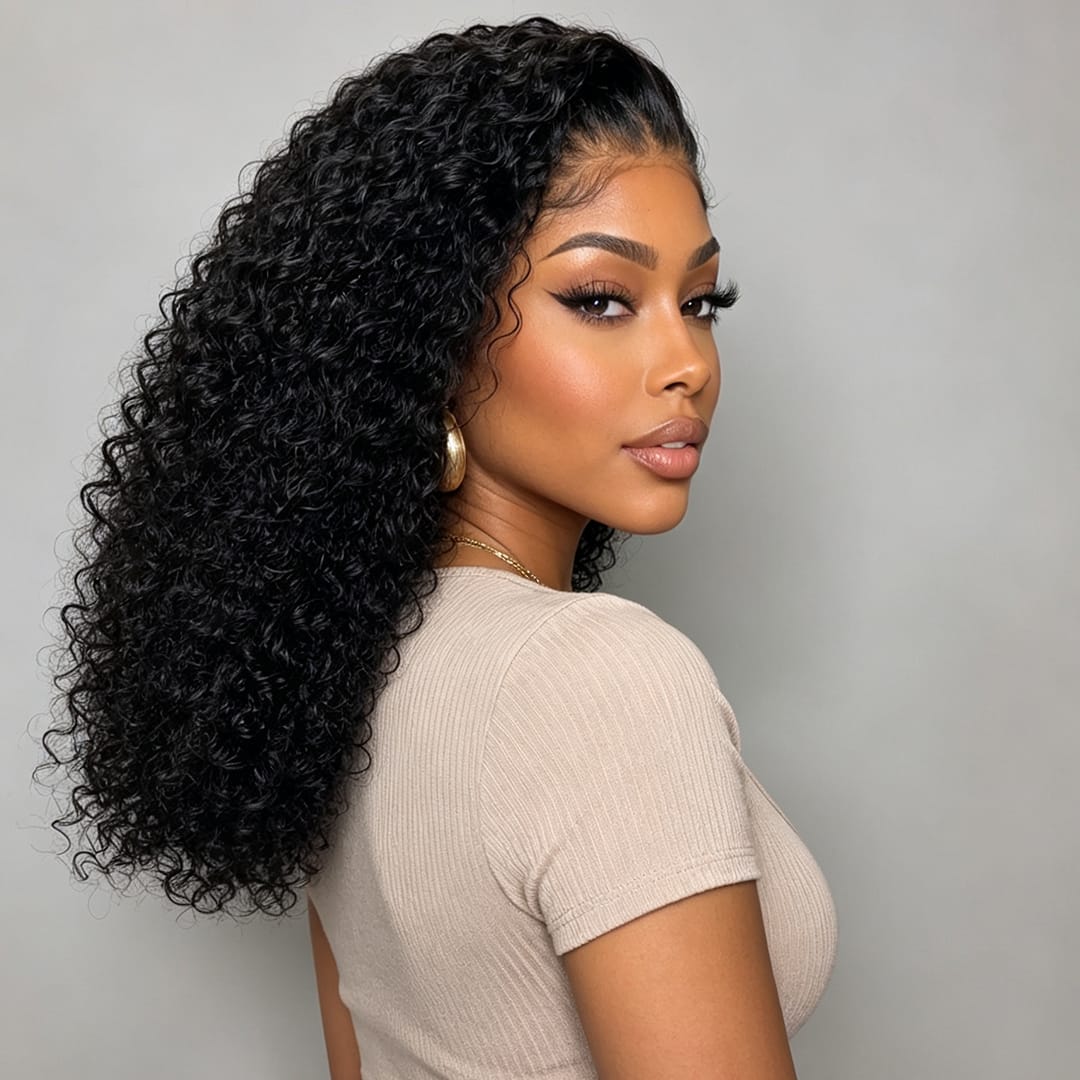 ailuxyhair-fr AILUXYhair 13x4 Lace Frontal Perruque Bouclée Bob Noir Perruque 200% densité 100% cheveux humains comme sur la vidéo 2 - 3 jours reçus+Un beau cadeau