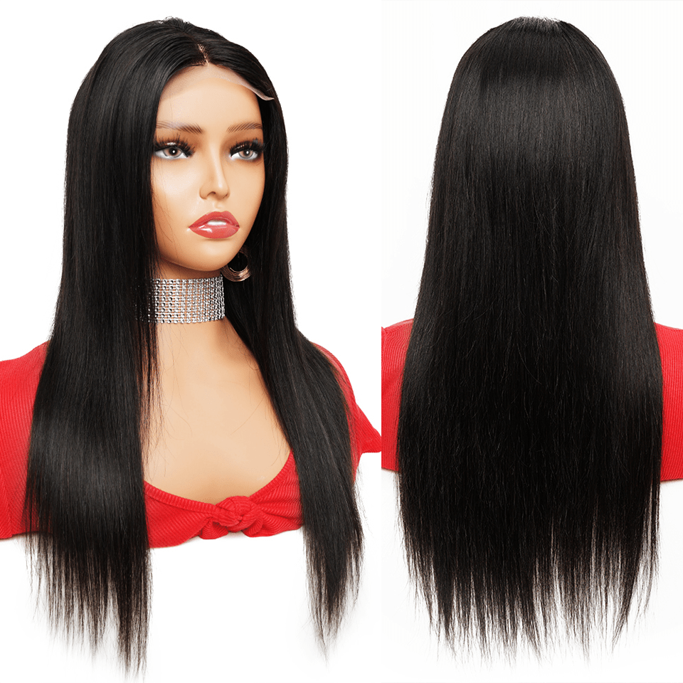 ailuxyhair-fr AILUXYhair 4x4 Lace Closure Perruque Longue Lisse Noir 100% Cheveux Humains