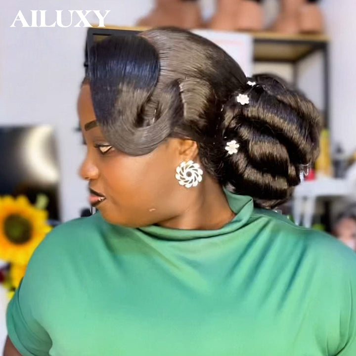 ailuxyhair-fr Coiffure de mariage 13x4 Lace（comme la photo） AILUXY 13x4 Lace Frontal Perruque de Mariage Parfaite | Noir Naturel, 100% Cheveux Humains, Identique à la photo