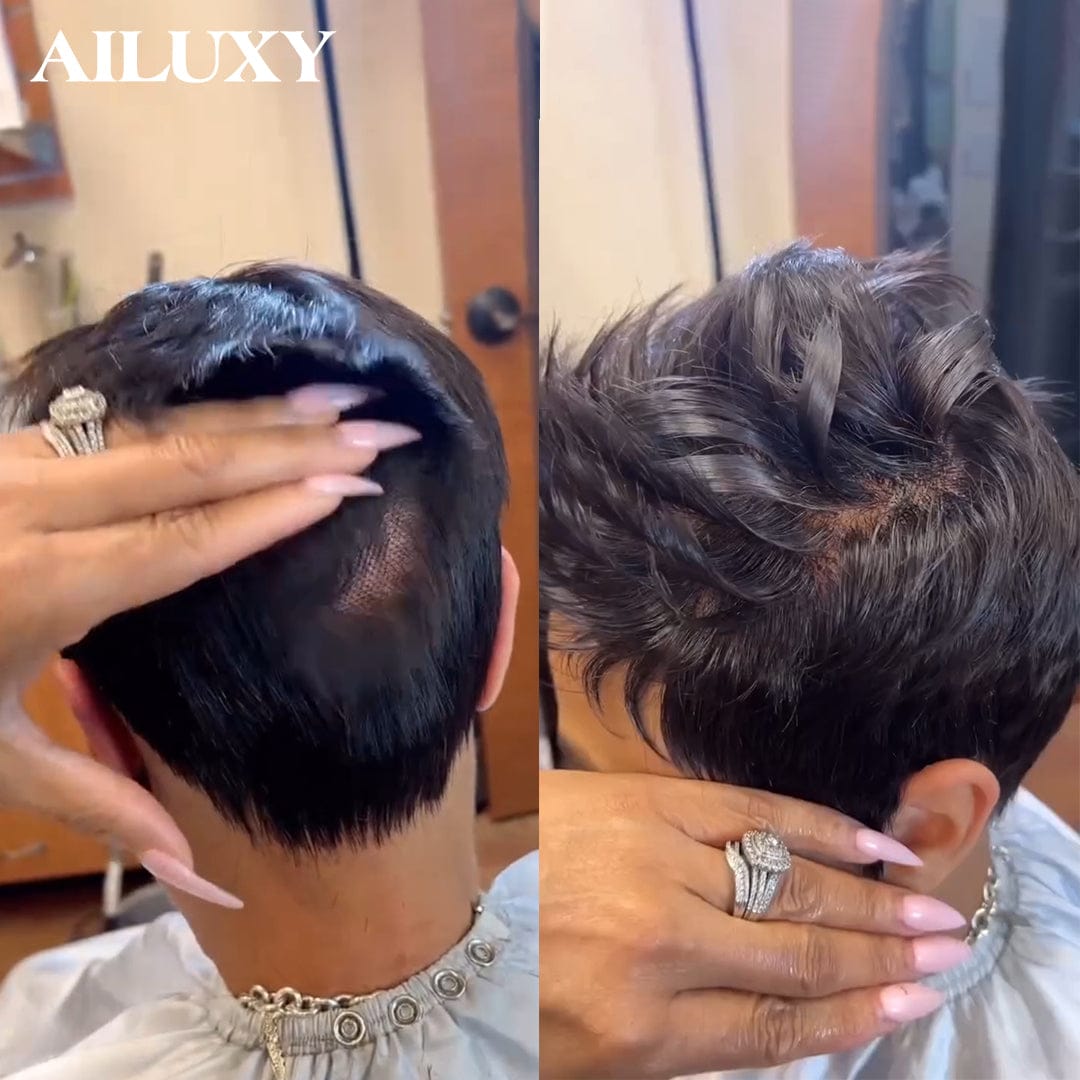 ailuxyhair-fr Comme la photo AILUXY Perruque full lace Pixie Couleur Naturelle 100% Cheveux Humains Naturels, Conforme à la photo