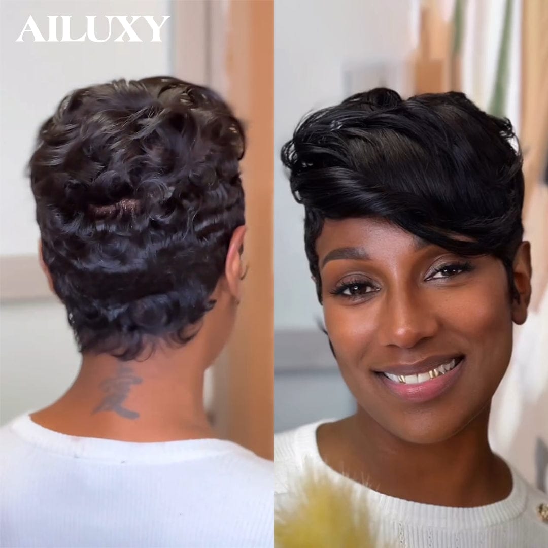 ailuxyhair-fr Comme la photo AILUXY Perruque full lace Pixie Couleur Naturelle 100% Cheveux Humains Naturels, Identique à l'image