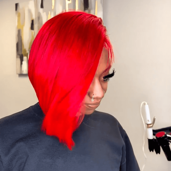 ailuxyhair-fr comme sur la vidéo 10pouces AILUXY 4x4 lace rouge court Perruque 100% Cheveux Humains comme sur la vidéo 3 - 4 jours reçus+Un beau cadeau