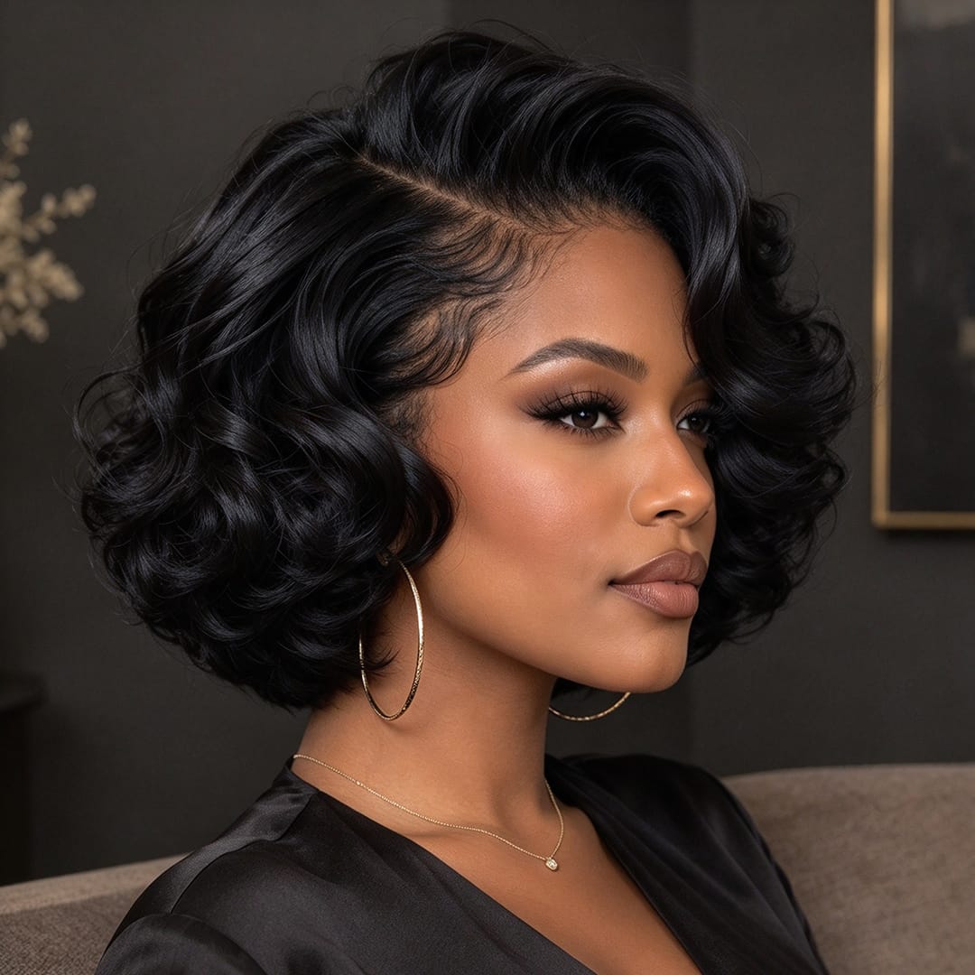 ailuxyhair-fr comme sur la vidéo AILUXY 13x4 Lace Bob Perruque 200% densité 100% cheveux humains comme sur la vidéo 2 - 3 jours reçus+Un beau cadeau