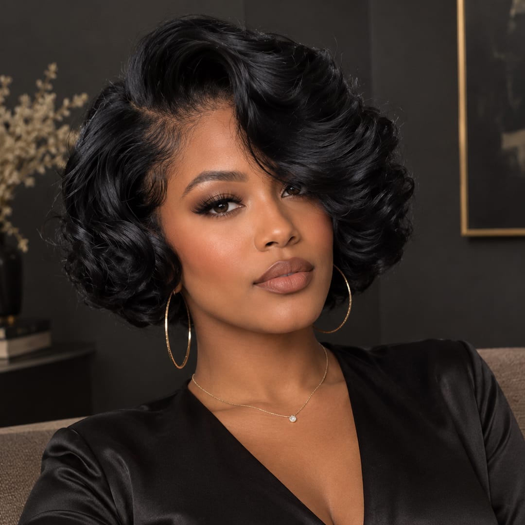ailuxyhair-fr comme sur la vidéo AILUXY 13x4 Lace Bob Perruque 200% densité 100% cheveux humains comme sur la vidéo 2 - 3 jours reçus+Un beau cadeau