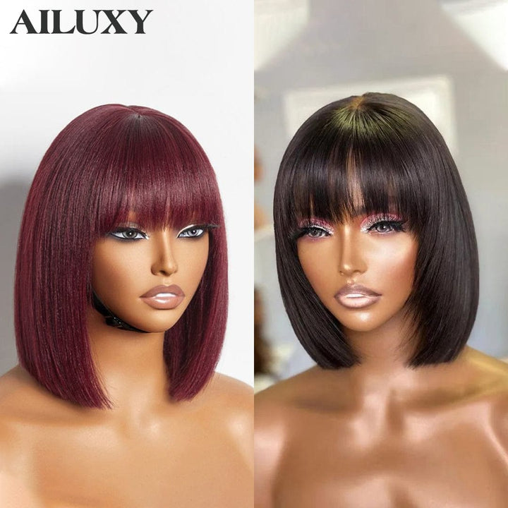 ailuxyhair-fr Couleur naturelle et 99J# AILUXY 2 Perruque COMBO | Perruque avec frange