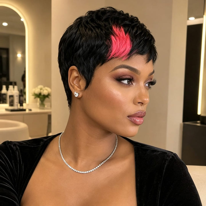 ailuxyhair-fr Courte Perruque AILUXY Courte Noir Perruque 100% Cheveux Humains comme sur la vidéo