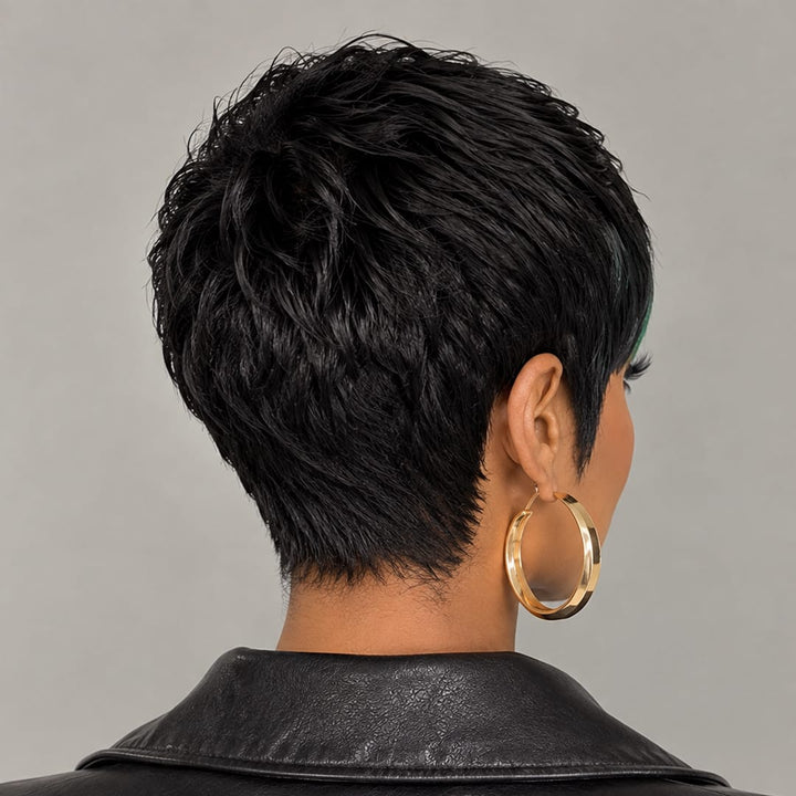 ailuxyhair-fr Courte Perruque AILUXY Courte Noir Perruque 100% Cheveux Humains comme sur la vidéo 3 - 4 jours reçus+Un beau cadeau