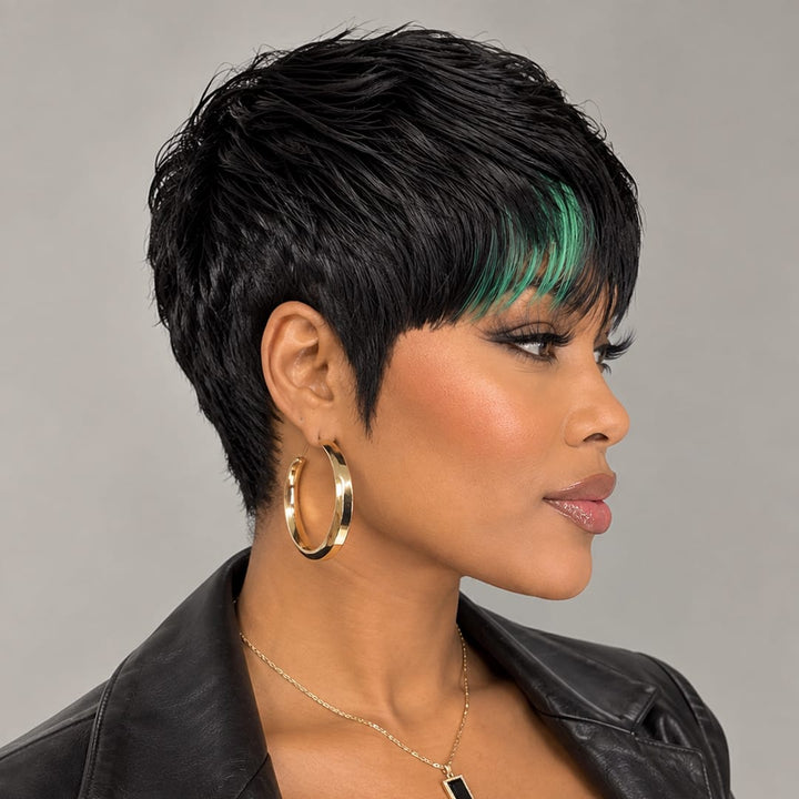 ailuxyhair-fr Courte Perruque AILUXY Courte Noir Perruque 100% Cheveux Humains comme sur la vidéo 3 - 4 jours reçus+Un beau cadeau