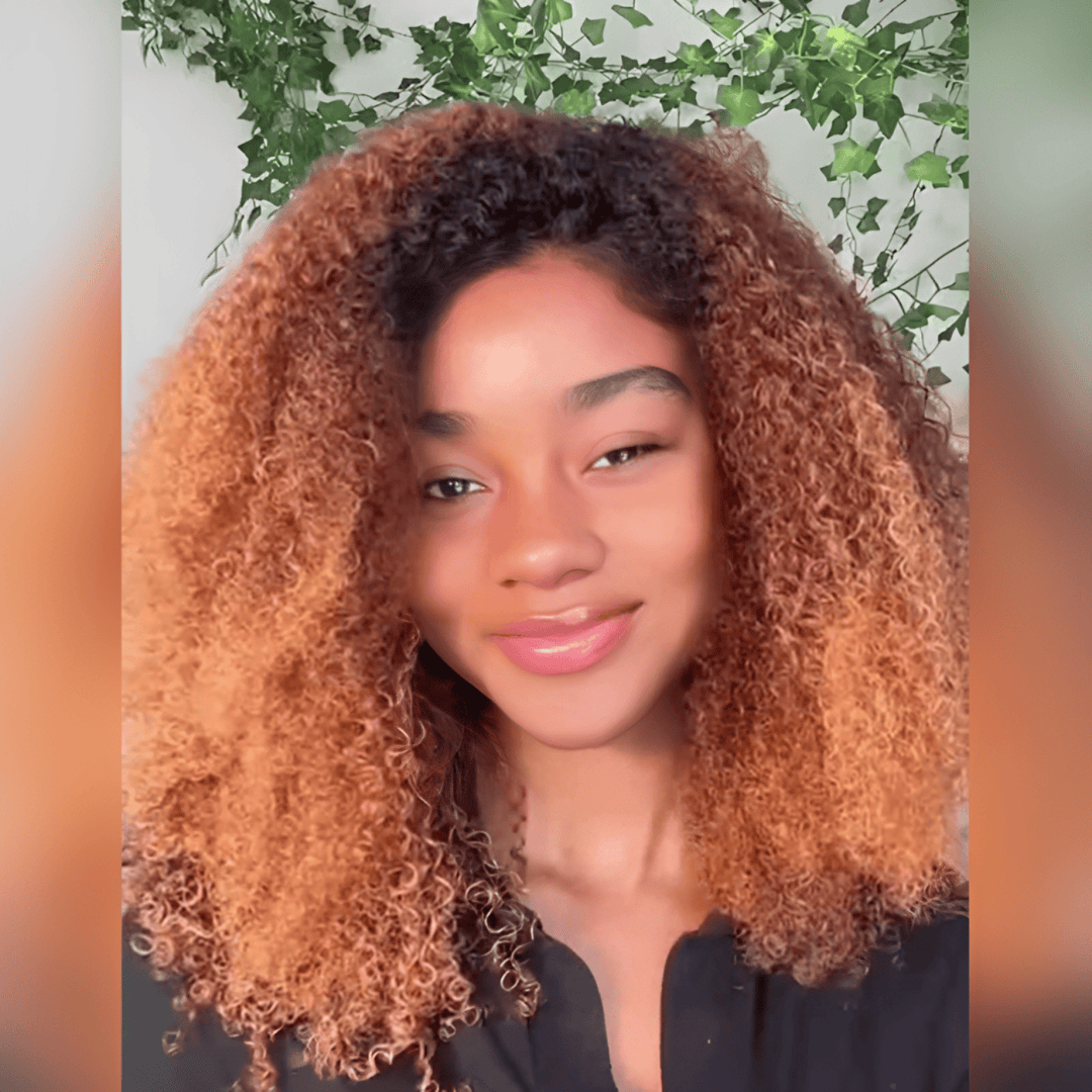 ailuxyhair-fr curly 16pouces（ longueur comme image） AILUXY Perruque Crépue Ombrée Noir-Caramel (T1B/30), Boucles Crépues Volumineuses, Cheveux Humains Réalistes, Facile à Installer et à Entretenir, Style Tendance pour Femmes