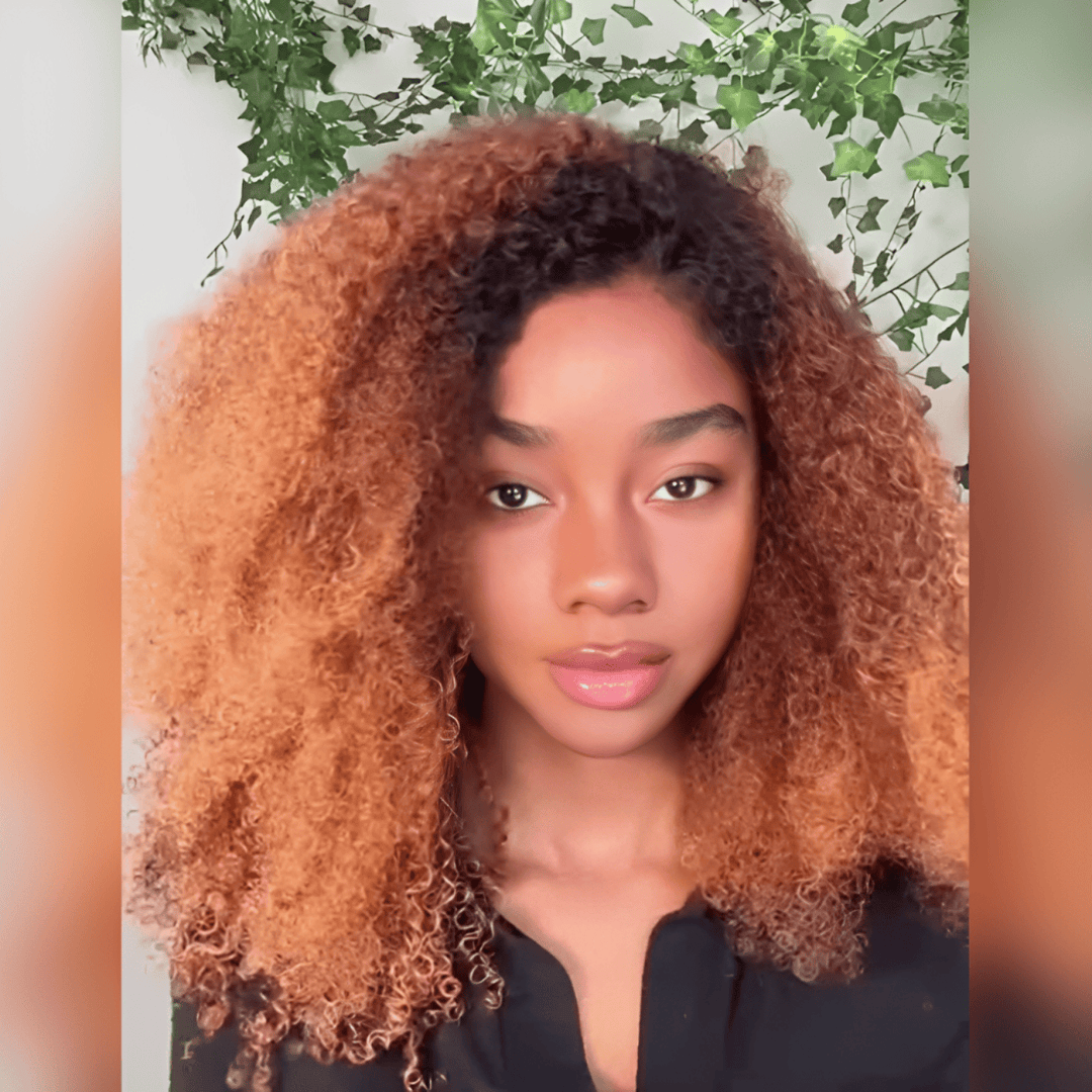 ailuxyhair-fr curly 16pouces（ longueur comme image） AILUXY Perruque Crépue Ombrée Noir-Caramel (T1B/30), Boucles Crépues Volumineuses, Cheveux Humains Réalistes, Facile à Installer et à Entretenir, Style Tendance pour Femmes