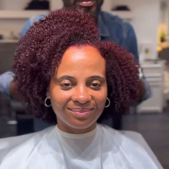 ailuxyhair-fr curly AILUXY  Perruque afro Perruque Rouge Vin  Frange Latérale Boucles Serrées Style Parisien