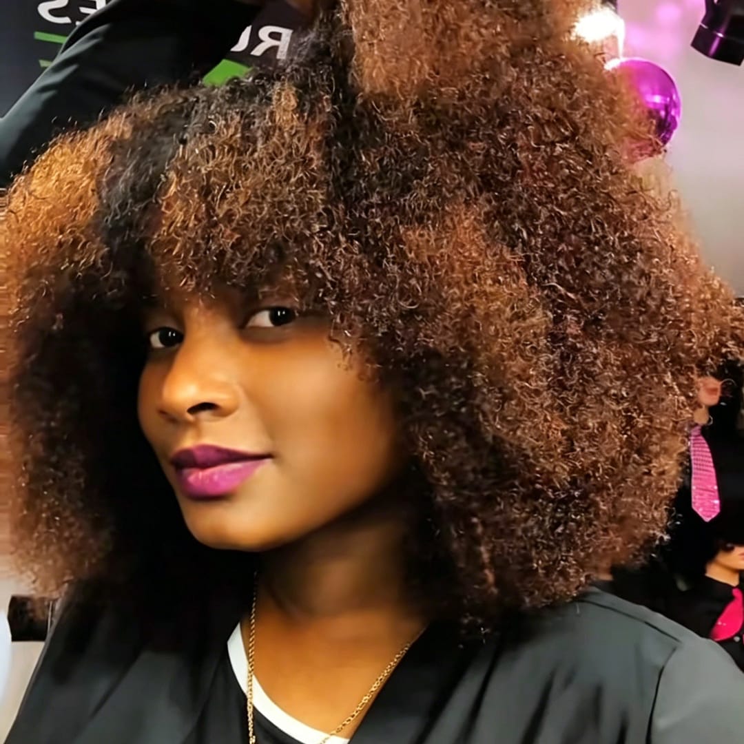 ailuxyhair-fr curly Conforme à la photo AILUXY Perruque Afro Curly Brun Ombrée, Avec Lace Frontal 13×4, 100% Cheveux Humains, Design Unique et Volume Extrême