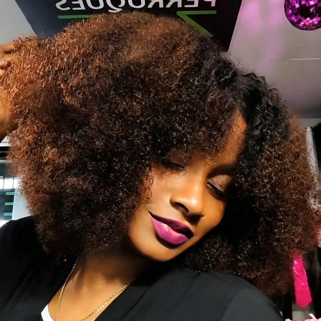 ailuxyhair-fr curly Conforme à la photo AILUXY Perruque Afro Curly Brun Ombrée, Avec Lace Frontal 13×4, 100% Cheveux Humains, Design Unique et Volume Extrême