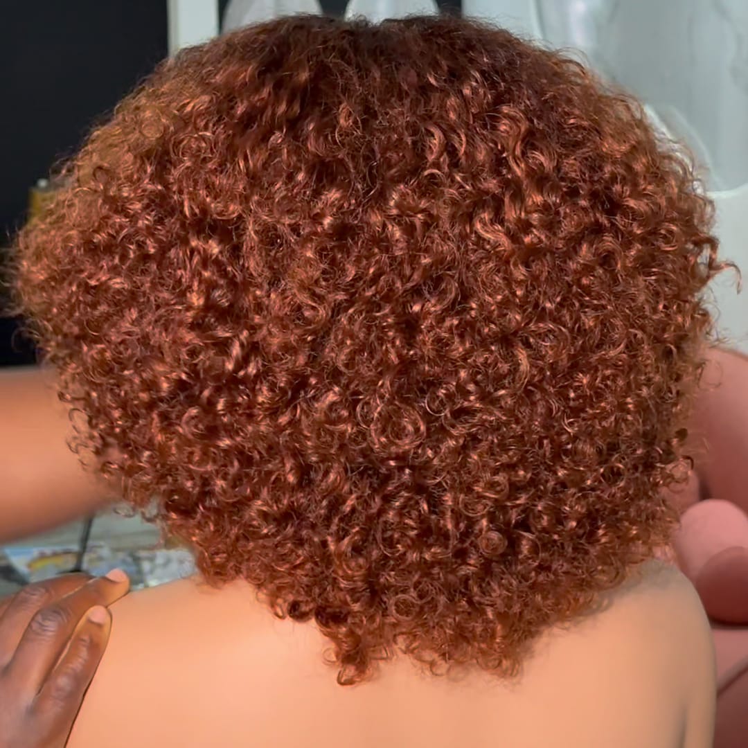 ailuxyhair-fr curly Conforme à la photo AILUXY Perruque Lace Front en Cheveux Humains à Boucles Micro Frisées Denses, Coloration Ombrée Brun Cuivré, Volume Riche et Respirable, Lisière Transparente avec Baby Hair Sculpté, Look Afro Naturel Polyvalent