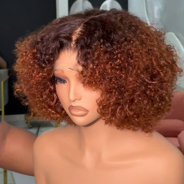 ailuxyhair-fr curly Conforme à la photo AILUXY Perruque Lace Front en Cheveux Humains à Boucles Micro Frisées Denses, Coloration Ombrée Brun Cuivré, Volume Riche et Respirable, Lisière Transparente avec Baby Hair Sculpté, Look Afro Naturel Polyvalent