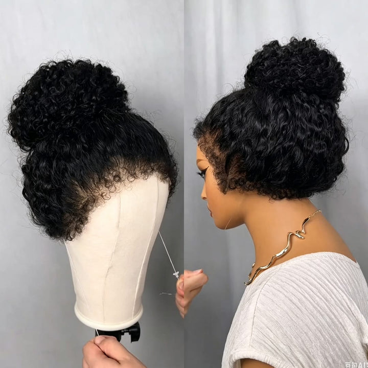 ailuxyhair-fr curly Identique à la photo AILUXY Perruque Crépue Chignon Boule en Cheveux Humains, Dentelle Transparente 13×4 Invisible, Style Simple Vivant, Facile à Porter et à Coiffer, Modèle Tendance pour Femmes