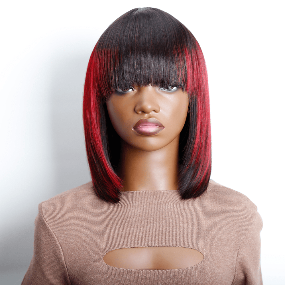 ailuxyhair-fr (Dernier Prix) AILUXY  Lisse Bob Perruque Avec Frange 100% Cheveux Humains