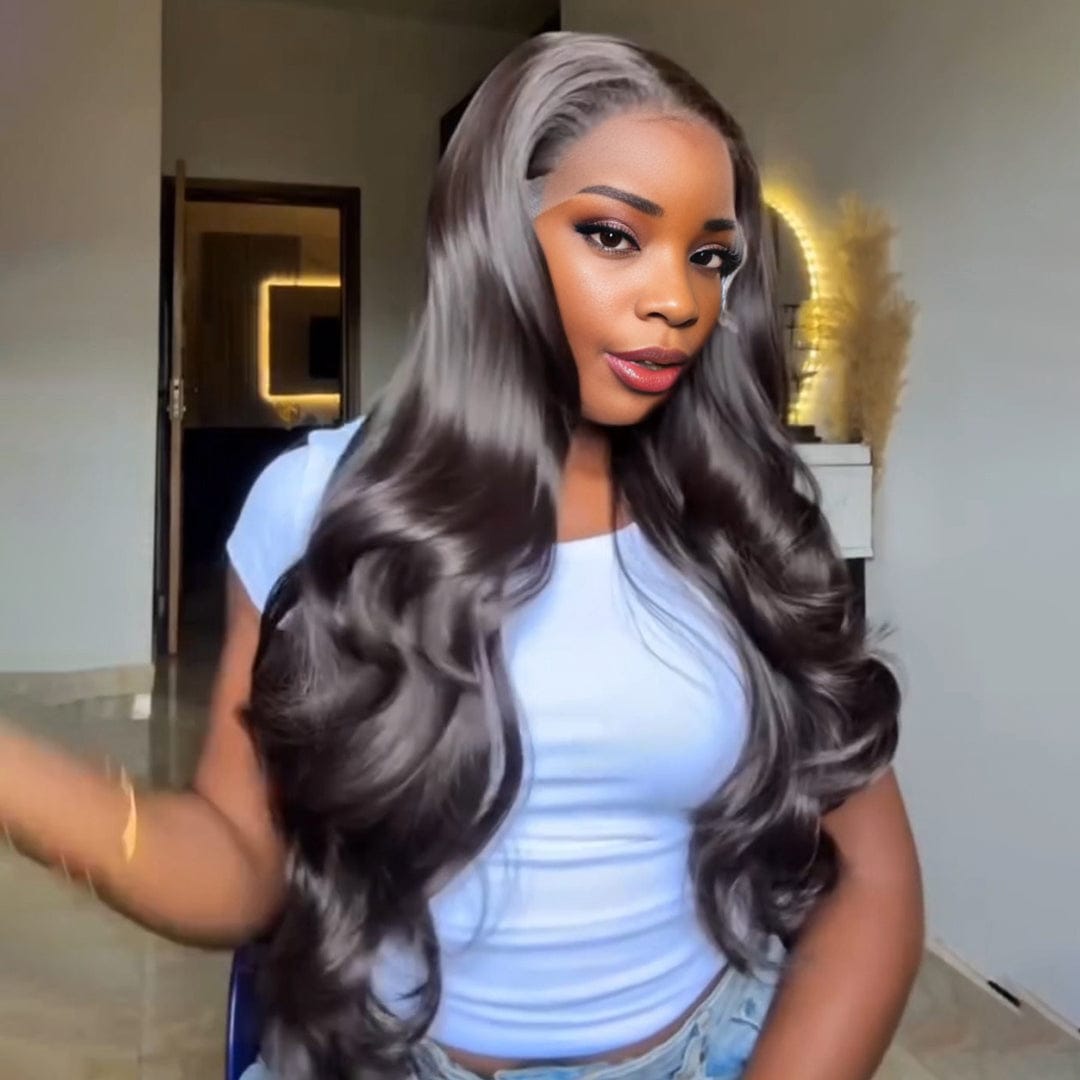 ailuxyhair-fr Entrepôt en France AILUXY 13x4 Lace Body Wave Longue Noir Perruque Perruque Élégante Densité Moyenne