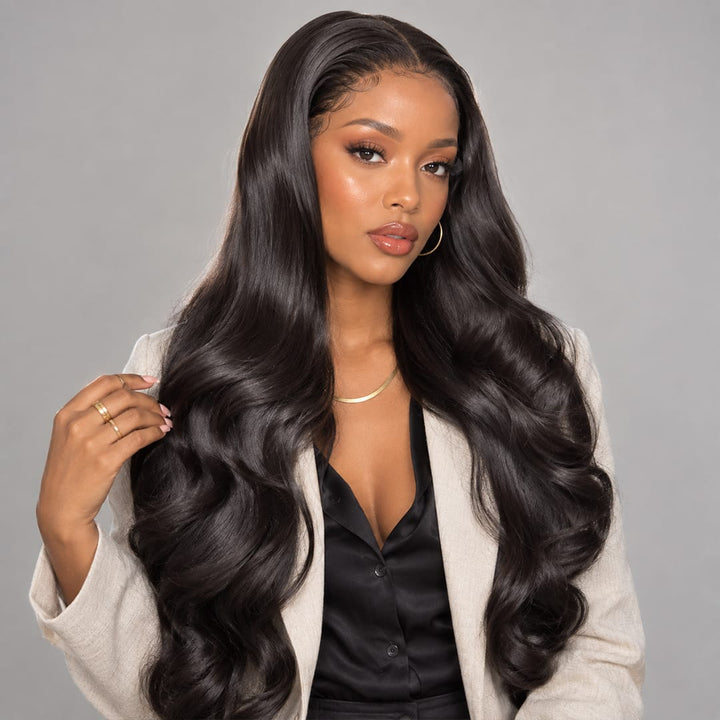 ailuxyhair-fr Entrepôt en France AILUXY 13x4 Lace Body Wave Longue Noir Perruque Perruque Élégante Densité Moyenne