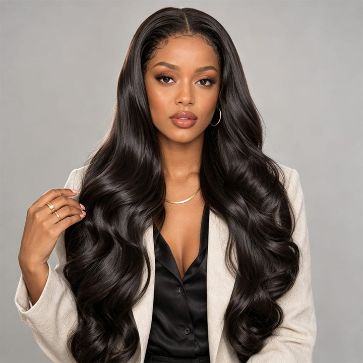 ailuxyhair-fr Entrepôt en France AILUXY 13x4 Lace Body Wave Longue Noir Perruque Perruque Élégante Densité Moyenne
