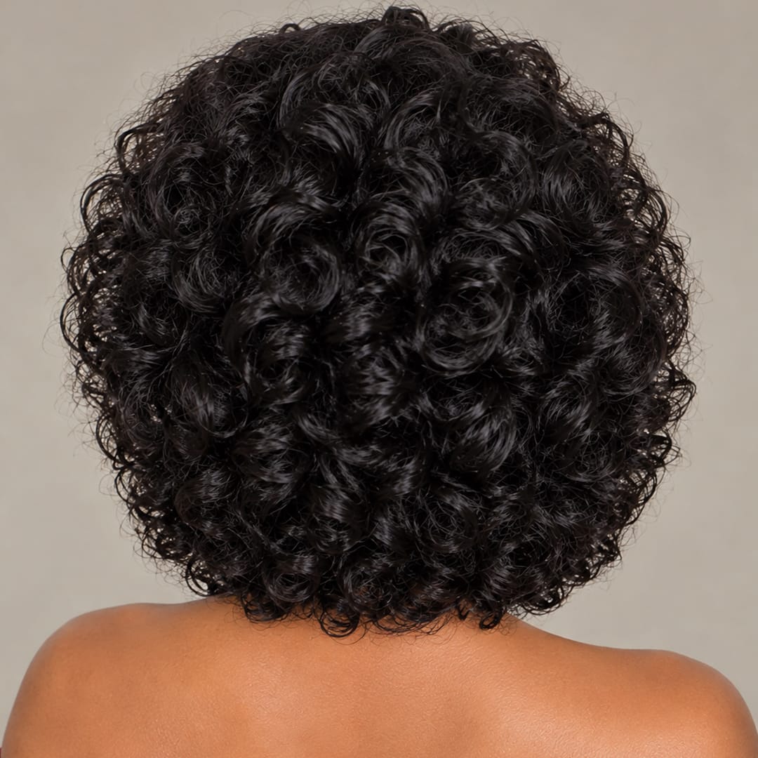 ailuxyhair-fr Entrepôt en France AILUXY Perruque Frange Noire Egg Wave | 100% Cheveux Humains, Coupe Courte Élégante
