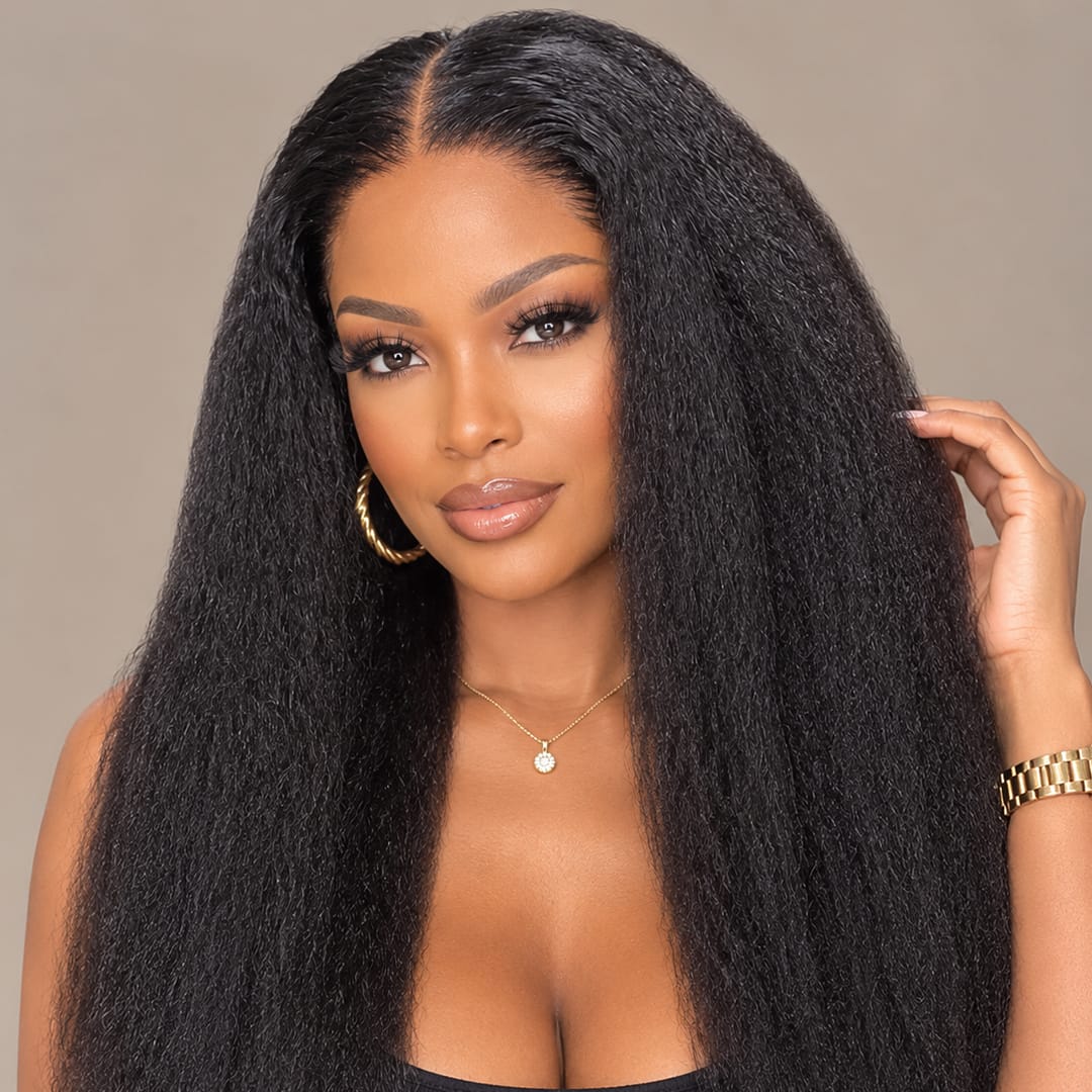 ailuxyhair-fr Entrepôt en France AILUXY Perruque Longue Kinky 4x4 Lace Closure Couleur Naturelle