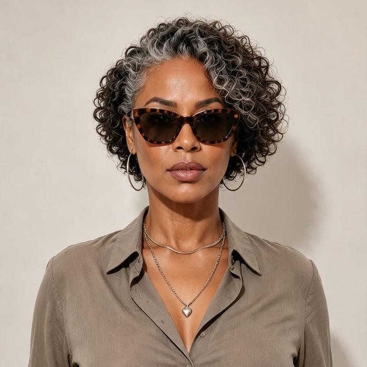 ailuxyhair-fr Identique à l'image 10pouces Ailuxy Perruque bouclée courte poivre et sel gris‑noir, rendu naturel pour femme