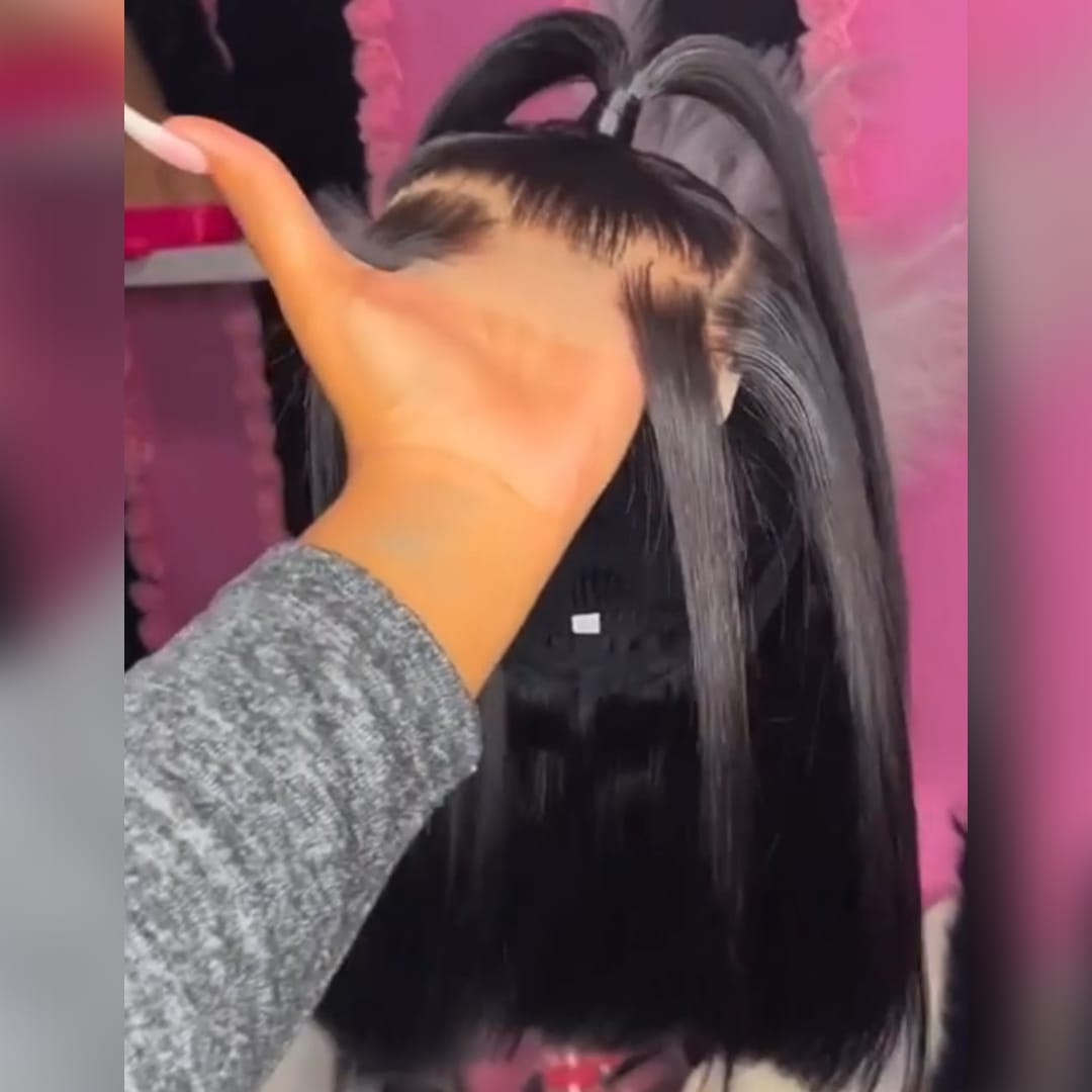 ailuxyhair-fr identique à l'image 14pouces AILUXY Perruque 4x4 Lace BOB Lisses Ultra-légers, Avec Un Tombé Fluide,100% Cheveux Humains
