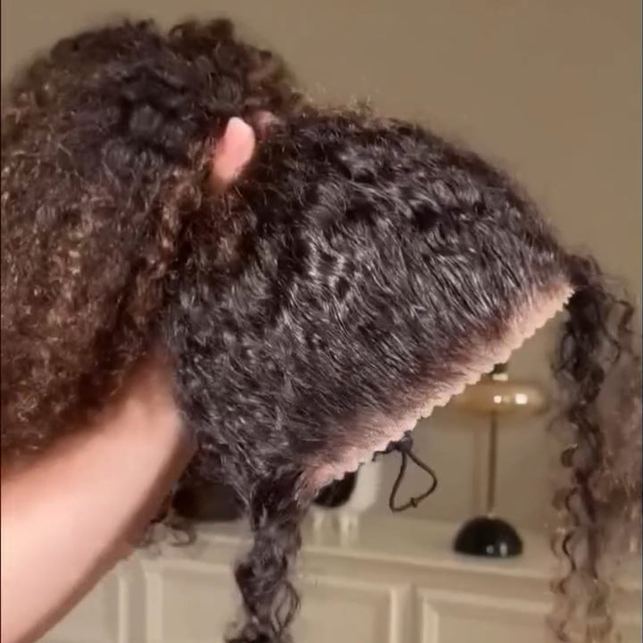 ailuxyhair-fr Identique à l'image 18pouces AILUXY Perruque Afro Queue‑de‑cheval Haute Bouclée Lace Front, Volume Extra, 100% Cheveux Humains