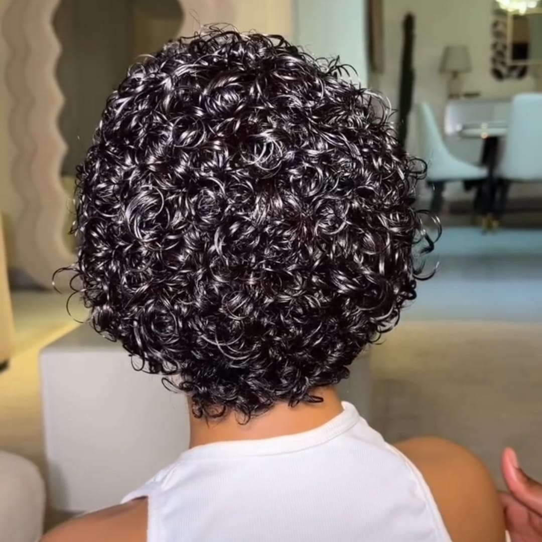 ailuxyhair-fr Identique à l'image 8pouces AILUXY Perruque Pixie Courte Bouclée Lace Front 100% Cheveux Humains | Dentelle Invisible Style Afro