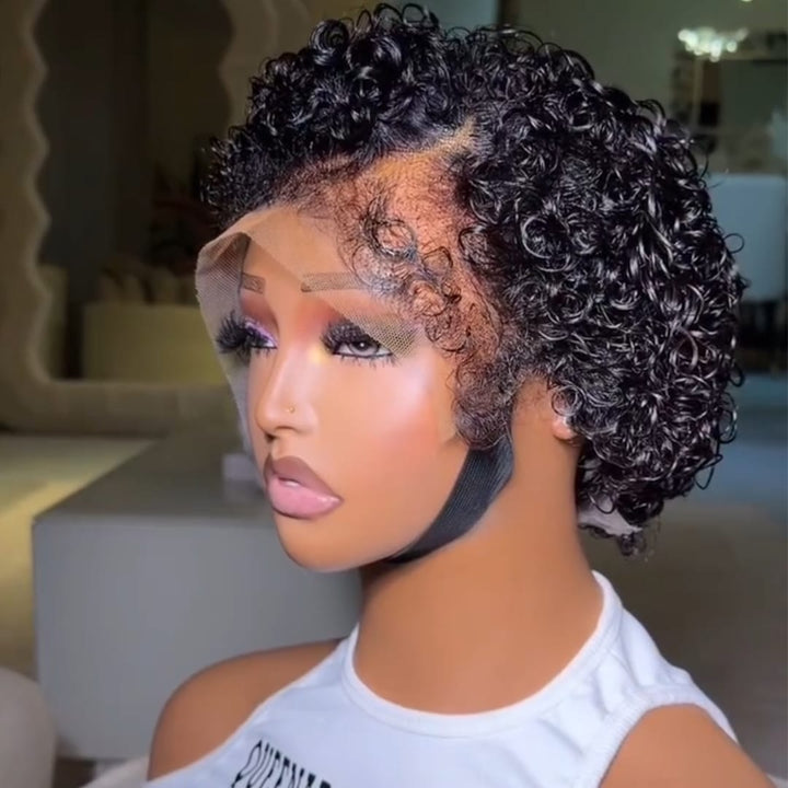 ailuxyhair-fr Identique à l'image 8pouces AILUXY Perruque Pixie Courte Bouclée Lace Front 100% Cheveux Humains | Dentelle Invisible Style Afro
