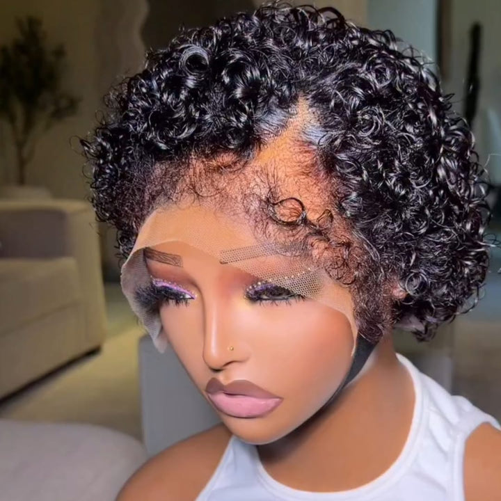ailuxyhair-fr Identique à l'image 8pouces AILUXY Perruque Pixie Courte Bouclée Lace Front 100% Cheveux Humains | Dentelle Invisible Style Afro