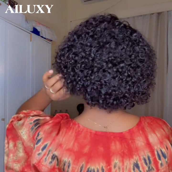 ailuxyhair-fr Identique à l'image AILUXY 13x4 Lace Frontal Perruque Légère pour Été Respirable et Stylish curly en 100% Cheveux Humains