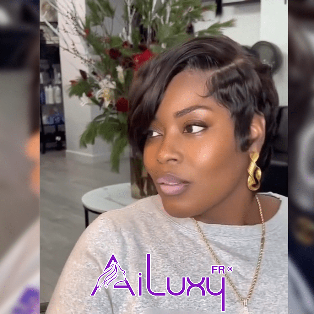 ailuxyhair-fr identique à l'image AILUXY 4x4 lace Lisse Bob Perruque 100% Cheveux Humains comme sur la vidéo 2 - 3 jours reçus+Un beau cadeau