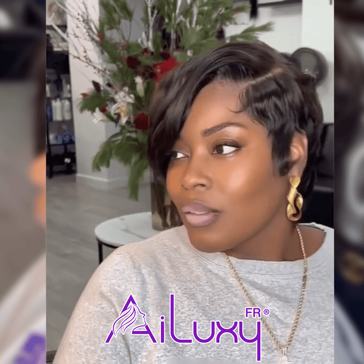 ailuxyhair-fr identique à l'image AILUXY 4x4 lace Lisse Bob Perruque 100% Cheveux Humains comme sur la vidéo 2 - 3 jours reçus+Un beau cadeau