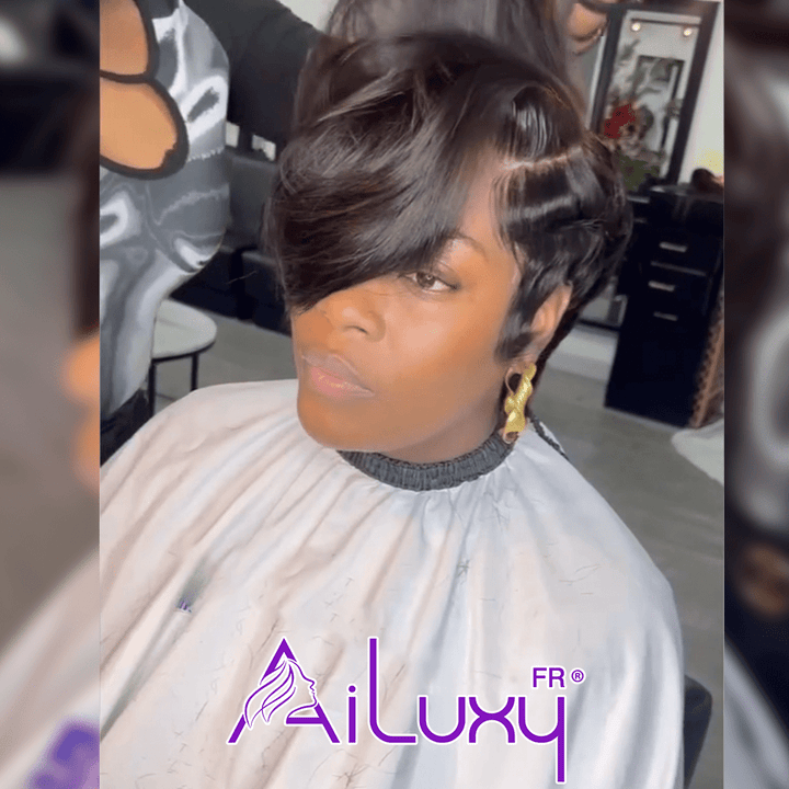 ailuxyhair-fr identique à l'image AILUXY 4x4 lace Lisse Bob Perruque 100% Cheveux Humains comme sur la vidéo 2 - 3 jours reçus+Un beau cadeau