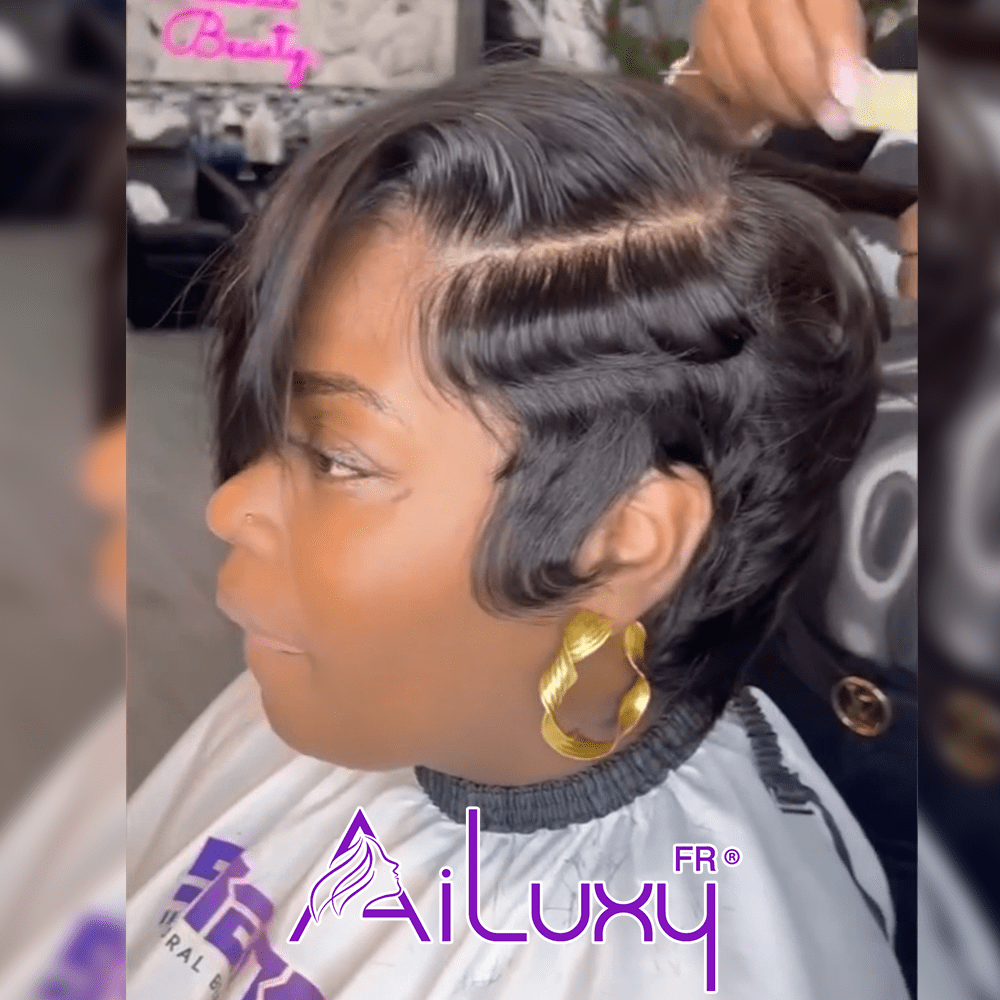 ailuxyhair-fr identique à l'image AILUXY 4x4 lace Lisse Bob Perruque 100% Cheveux Humains comme sur la vidéo 2 - 3 jours reçus+Un beau cadeau