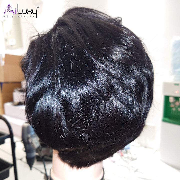 ailuxyhair-fr identique à l'image AILUXY 4x4 lace Lisse Bob Perruque 100% Cheveux Humains comme sur la vidéo 2 - 3 jours reçus+Un beau cadeau