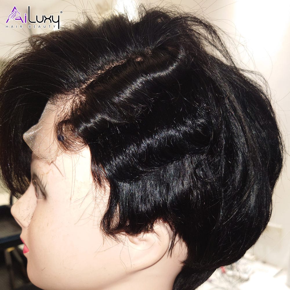 ailuxyhair-fr identique à l'image AILUXY 4x4 lace Lisse Bob Perruque 100% Cheveux Humains comme sur la vidéo 2 - 3 jours reçus+Un beau cadeau